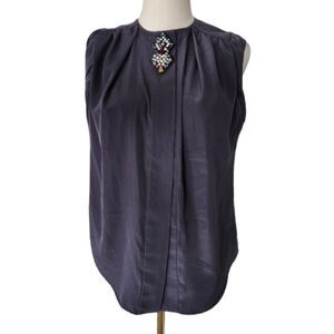 NWOT Mandee Grey Sleeveless top with Rhinestone Detail - Size Small